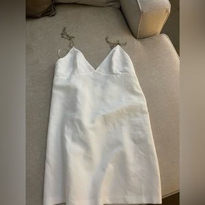 Zara white linen dress with metal straps
